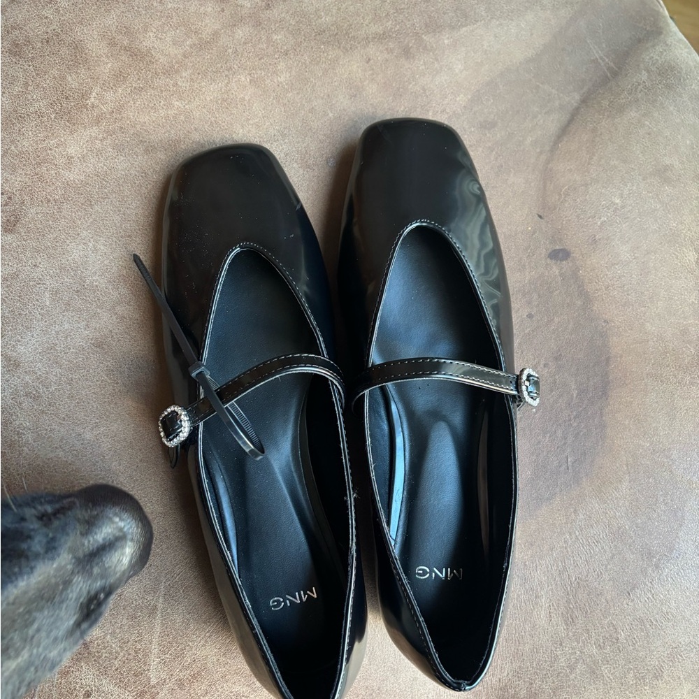 MNG Glossy Black Mary Jane Loafers